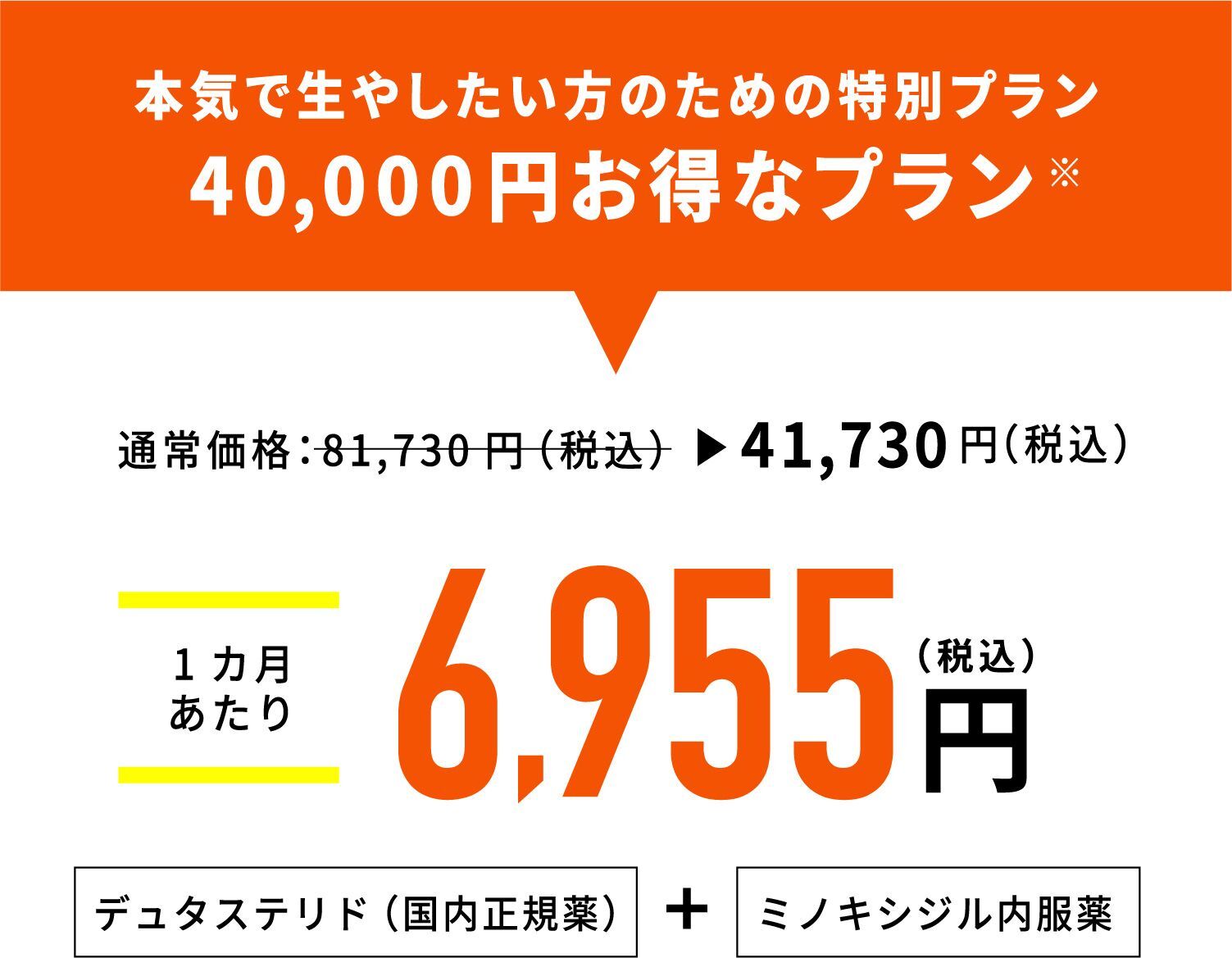 本気で生やしたい方のための特別プラン40,000円お得なプラン
